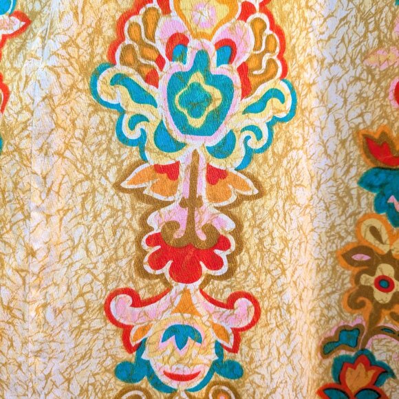 Vintage Malihini Hawaii Womens Sz M/L? Yellow Gold Floral Bow Aloha Midi Dress - Picture 10 of 11